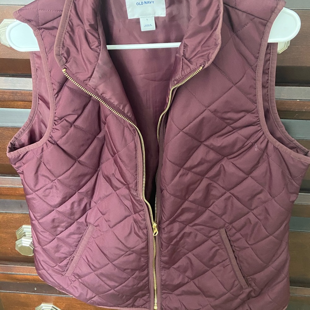 Maroon Vest , gold zipper